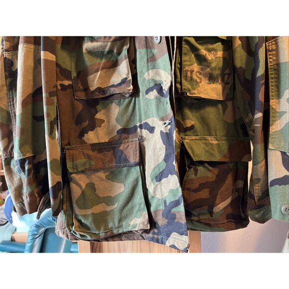 Vintage USMC Military Jacket Mens Small LS Woodland Camo Missing 2 Buttons - Picture 8 of 12